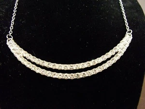 Silver Tone 19 Inch Fashion Necklace With Rhinestones - Picture 1 of 5