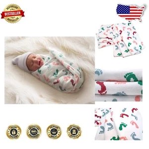 Generous Size 30"x40" Baby Receiving Blankets - Adorable Footprint Design - Picture 1 of 9