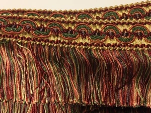 High End Leanne Brush Fringe from Spain - 2 3/4" Brown/Gold/Olive L6 #8199 - Picture 1 of 1