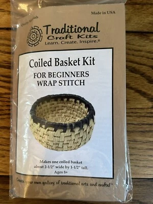 Traditional Craft Kit Coiled Basket Kit For Beginners Wrap Stitch Unused Kit - Image 1 of 4