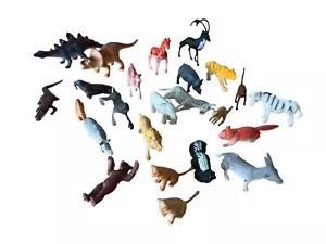 Menge 24 Kunststoff Vintage verschiedene Safari Zoo Wild Dschungel Dinosaurier Tiere - Bild 1 von 8