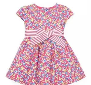 NWT New Ralph Lauren Polo Baby Girls Pink Floral Fit & Flare Easter Dress 9M $55 - Picture 1 of 2