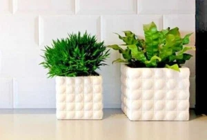 LARGE White Cube Flower Pot Home Decor Modern Plant Holder Pots Vase - Picture 1 of 4