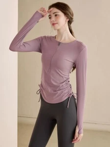 Women's Quick-Dry Long Sleeve Yoga Top Gym Fitness Running Cycling Shirt - Picture 1 of 10