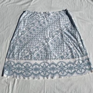 J. Jill A-Linien Rock weiß bestickt hellblau 100% Baumwolle komplett gefüttert Gr. S - Bild 1 von 11