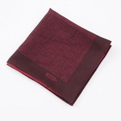 Zilli Double-Sided Burgundy Printed and Red Satin Silk Pocket Square New - Image 1 of 4