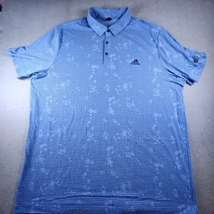 Camisa polo de golf Adidas para hombre 2XL azul verde primicio a cuadros rendimiento logotipo estampado - Imagen 1 de 10