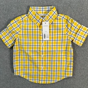 Janie and Jack Bebé Niño 12-18 Meses Camisa Abotonada Amarillo Cuadros Nueva - Imagen 1 de 5