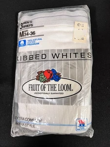 1989 FRUIT OF THE LOOM 3er Pack gerippt weiß Herren Slips Größe M 34-36 Unterwäsche - Bild 1 von 4