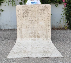 4x7 Neutral Rug, Vintage Rug Beige, Hand Knotted Rug, Rugs For Living Room - Picture 1 of 9