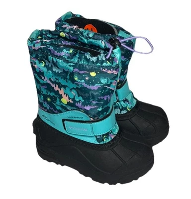 Columbia Powderbug сорок печать снег ботинки с подкладкой девочек размер 11 новый - Изображение 1 из 4