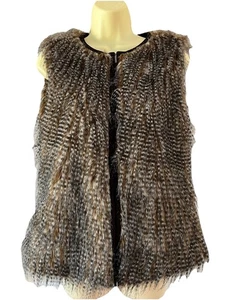 DONCASTER COLLECTION Brown Faux Fur Sleeveless Vest Size 4 Fuzzy Cozy Outerwear - Picture 1 of 9