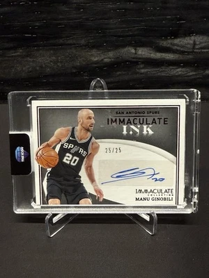 2021-22 Panini Immaculate Manu Ginóbili tinta roja autógrafos 25/25 SP Spurs Foto 1 de 2
