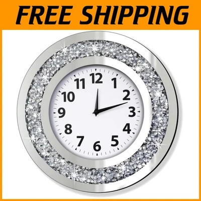 Decorative Round Wall Clock - Crystal Crushed Diamond Accent - Image 1 of 4
