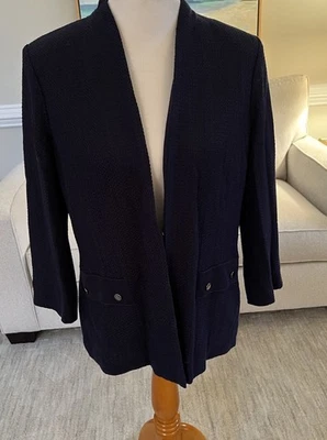 Chaqueta a Cuadros Misook Azul Oscuro Boucle Talla Mediana Foto 1 de 4