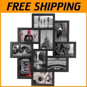 Elegant 10 Opening Black Photo Frame for Wall Display - Picture 1 of 10