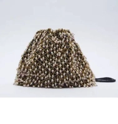 NWT ZARA BEADED PEARL BUCKET BAG  - Image 1 of 4