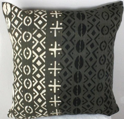Double Sided Green Mudcloth Pillow Cover| Mudcloth Pillowcase| Sofa Cushion - Image 1 of 4