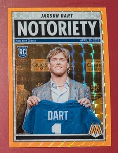 2025 Panini Mosaic Notoriety Orange Jaxson Dart RC New York Giants Flourescent - Imagen 1 de 1