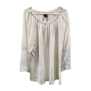 New Directions Curvy Tunika Bluse 2XL hauchdünner Stoff Spitze Boho Cottagecore Top - Bild 1 von 11