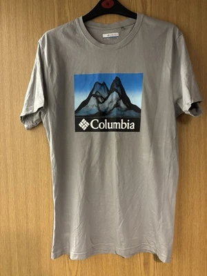 Men’s Columbia Grey Graphic Mountain Logo T Shirt Size Small Outdoor Casual Top - Image 1 of 3