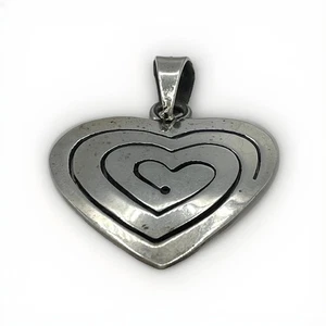 TAXCO OMA TM-212 ANHÄNGER STERLINGSILBER GEÄTZT HERZ GROß - Bild 1 von 9