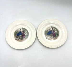 Set Of 2 Vintage Godey Prints By Salem China Dessert Plates Victorian Ladies - Picture 1 of 7