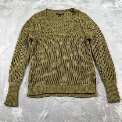 Banana Republic Olive Green Linen Chunky Knit Sweater Womens S Beachy Boho Boxy - Image 1 of 4