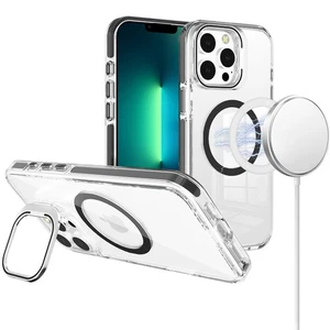 For iPhone 13 Pro Max Case Rear Camera Stand Cover with Clear Magnetic Circle - Picture 1 of 4