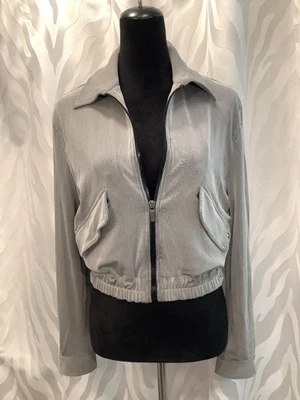 Gianfranco Ferre Women’s Black/Gray Pinstripe Full Zip Pockets Jacket L - Image 1 of 4