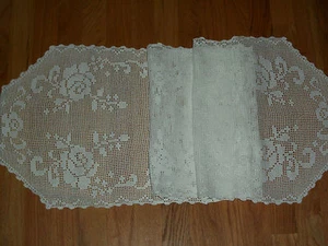 VINTAGE HAND CROCHET TABLECLOTH / RUNNER *MINT* WHITE SIZE 16" x 72" INCHES - Picture 1 of 6