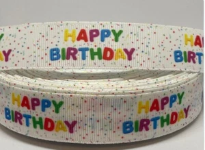 Birthday Ribbon - 7/8" Grosgrain Ribbon - Happy Birthday Ribbon - Picture 1 of 1
