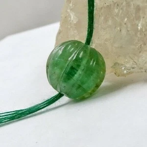 Old Natural Emerald Melon Carved Bead 14.16 Ct Loose Gemstone Designing Pendant - Picture 1 of 6