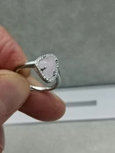 Anello donna argento sterling Quarzo Rosa argento 925 zirconi - Foto 1 di 11