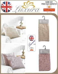 "Paquete de 2 fundas de cojín de terciopelo triturado diseño Bliss de lujo felpa liso 17"X17" - Imagen 1 de 7