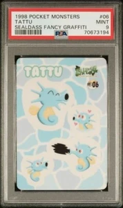 PSA 9 MINT Tattu (Horsea) #06 Sealdass Fancy Graffiti 1998 Pocket Monsters Vintage - Bild 1 von 7