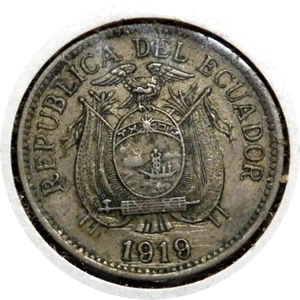 elf Ecuador 5 Centavos 1919 Gorham Mint, Providence Rhode Island - Picture 1 of 2