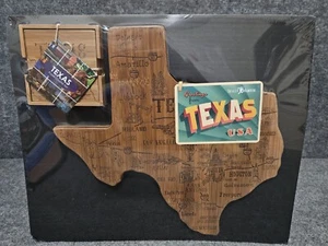 Totally Bamboo Greetings from Texas State Shaped Cutting Board with Coaster Set - Picture 1 of 6