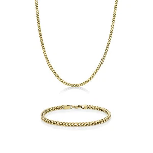 The Fox Gift Set - Thin Stainless Steel Gold IP Chain and Necklace - 20"/9" - Picture 1 of 27