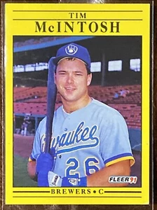 1991 Fleer Tim McIntosh 589 Brewers NM Error Card Missing “.” In USA On Back - Picture 1 of 24