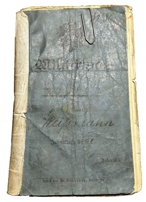 WWI Original Imperial German Military Pass WEISSMANN Gren Reg No 109 1918 - Image 1 of 4