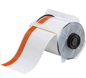 4" Vinyl Label Tape for GlobalMark Printer 1" Orange Stripe - Arc Flash Warning - Picture 1 of 5