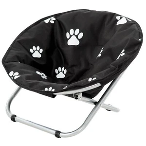 Etna Round Pet Bed: Elevated Bed w/Paw Print Cushion Water Resist Papasan Chair - Picture 1 of 6
