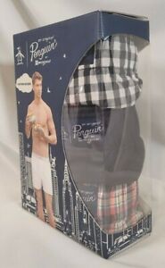 Penguin by Munsingwear 3 Pk Woven Boxers XL Plaids & Solid Navy w/Fly SHIPS FREE