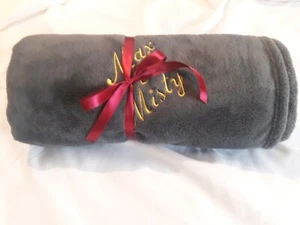 Personalized Elegant Velvet Gray Color Throw Blanket 50" x 60" Mother Day Gift - Picture 1 of 8