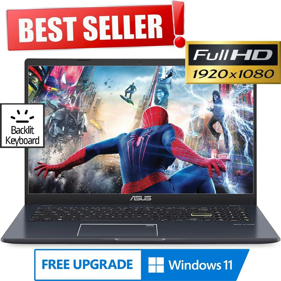 ASUS 15.6” Full-HD 1920x1080 Intel 2.80GHz 128GB SSD 4GB Ram Lightweight Laptop - Image 1 of 4