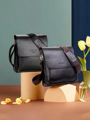 Luxury PU Leather Messenger Bag men's cross body bag Designer — 第 1/4 张图片