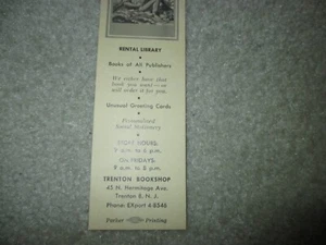 Circa 1960 Trenton,NJ Bookshop Bookmark-Excellent Condition - Picture 1 of 4