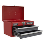 Compact American Pro RED GREY Toolbox Storage 2 Drawers + Ball Bearing Slides