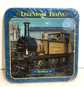 Legendary Trains Set of 2 Cork Coasters Terrier Brighton Works 4" x 4" - Picture 1 of 6
